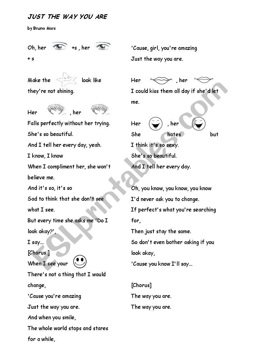 bruno mars worksheet