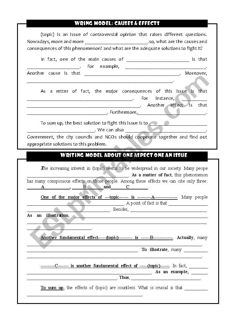 WRITING SAMPLES : cause, effects and solutions/ argumentative essay etc 