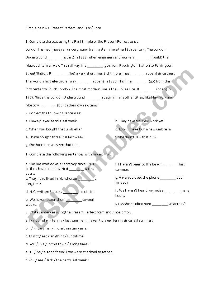 Simple Past vs. Present Perfect