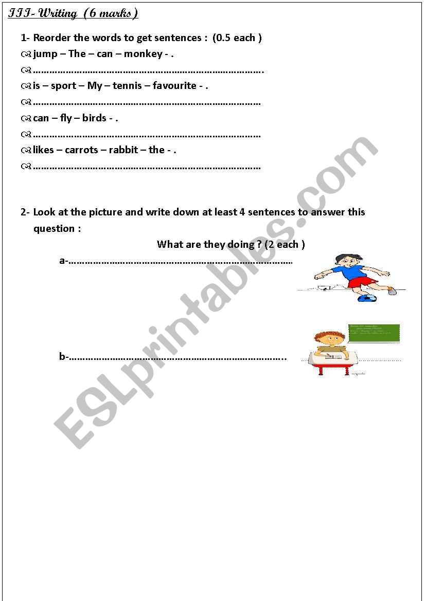end of term Test (part2) worksheet