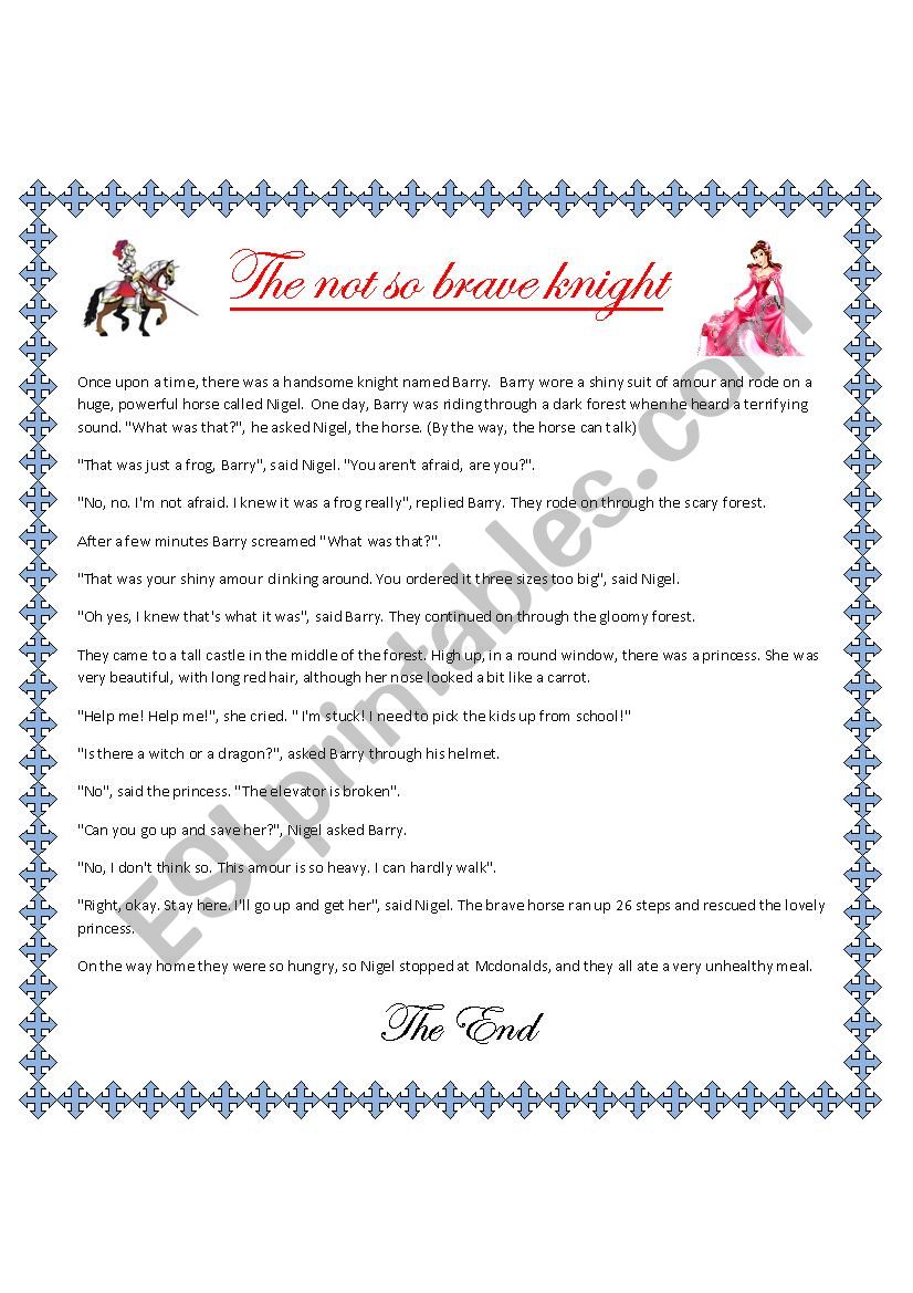 The not so brave Knight worksheet