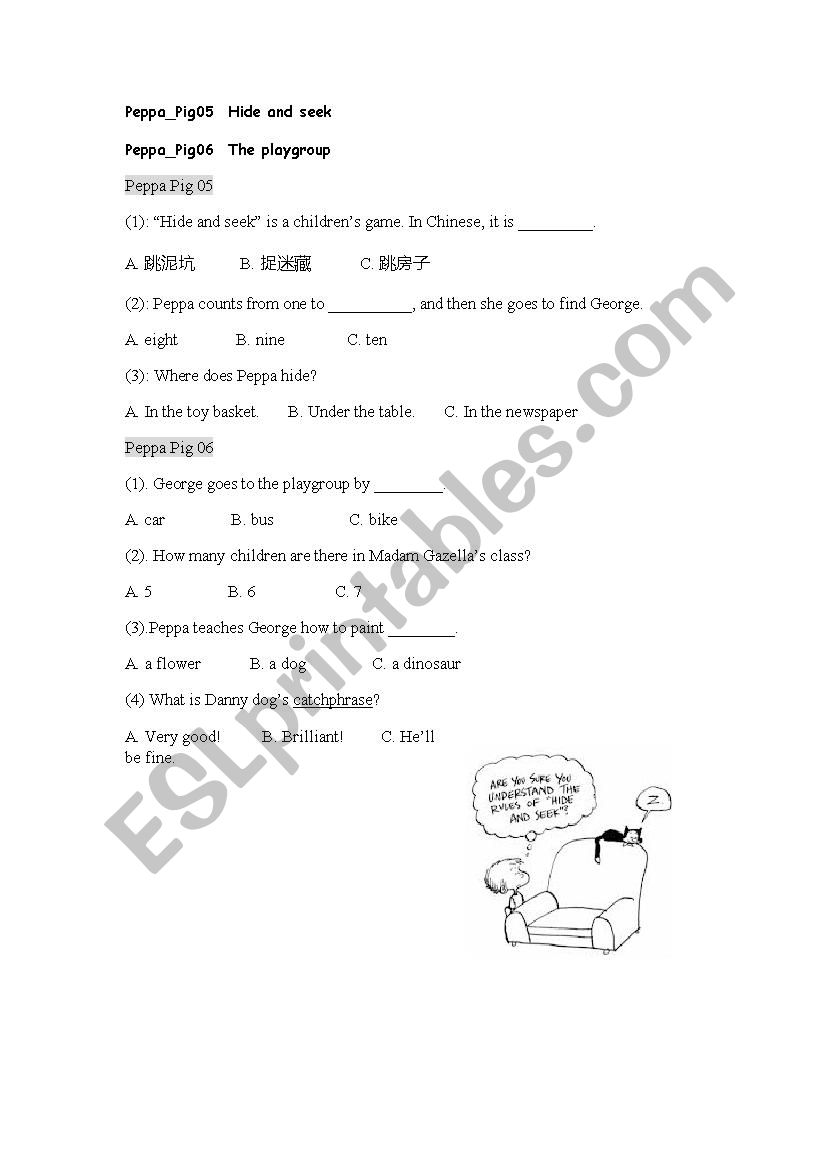 peppa pigS01E05-06 worksheet