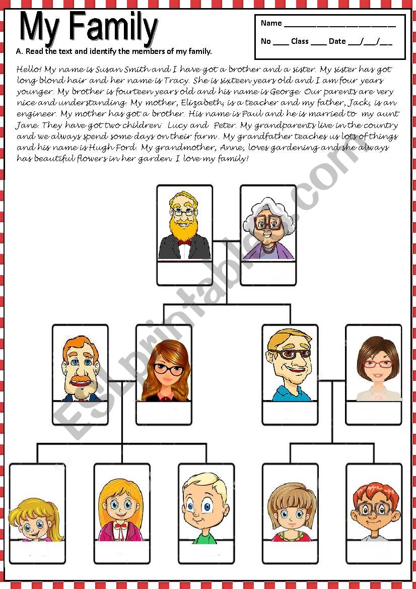 READING COMPREHENSION - MY FAMILY