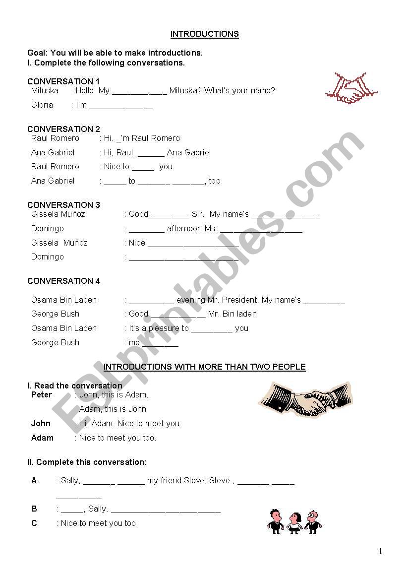 GREETINGS worksheet