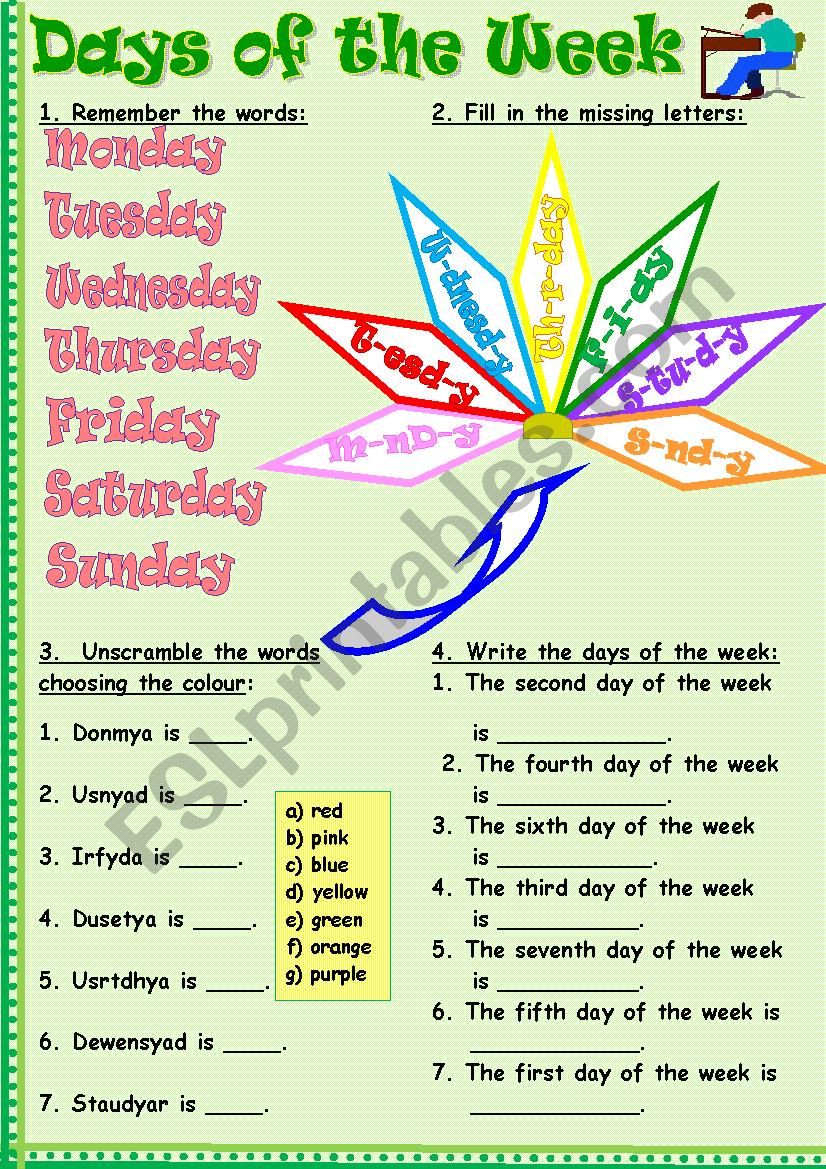 Days Of The Week worksheet