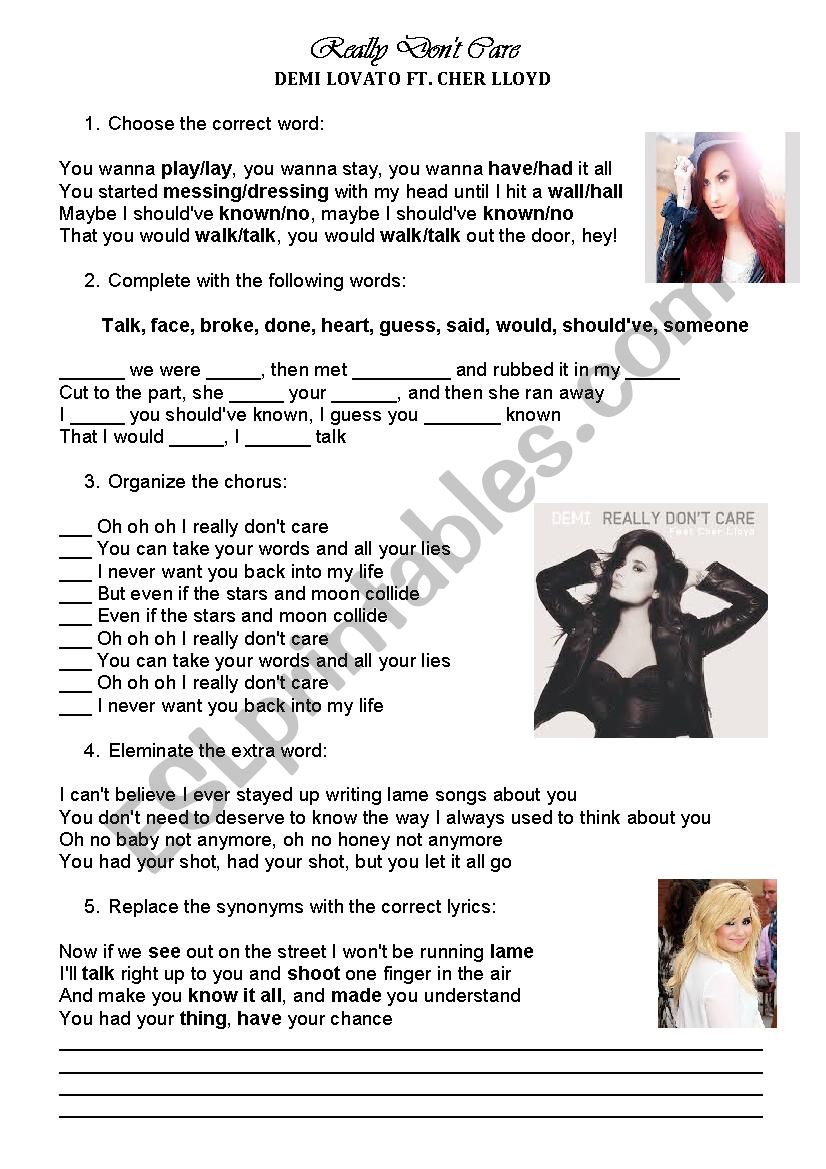 Demi Lovato worksheet