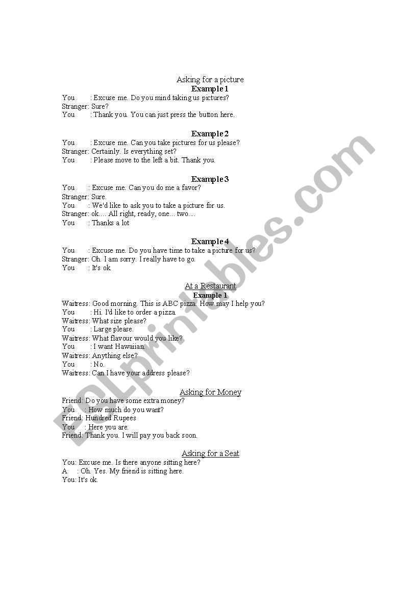 Sample Conversation Activity worksheet