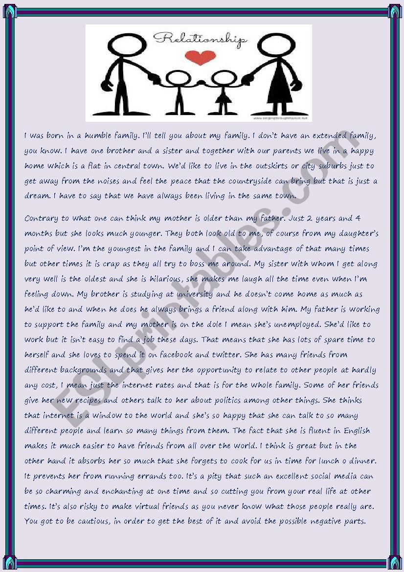 relationships worksheet