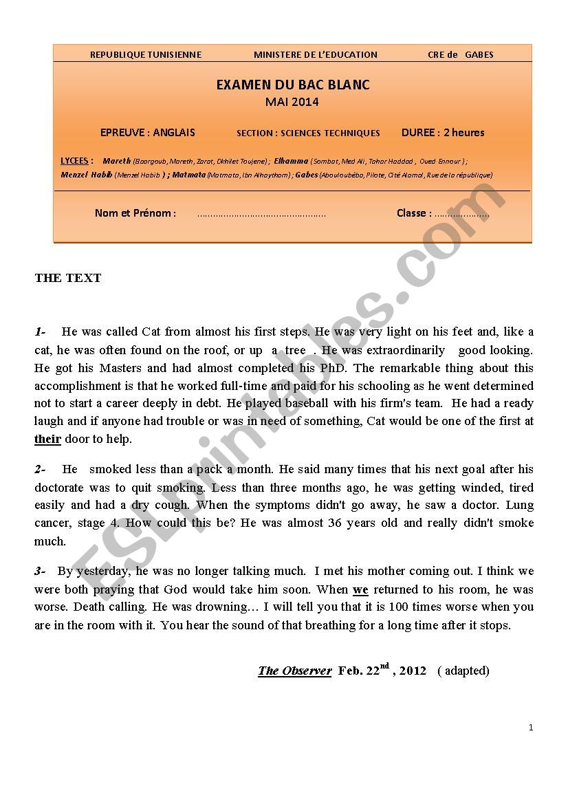 Bac Exam : mock test May 2014 with correction  (3)