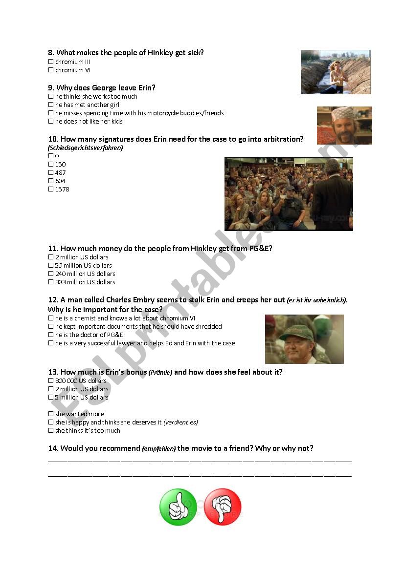 Erin Brockovich - movie worksheet 2/2