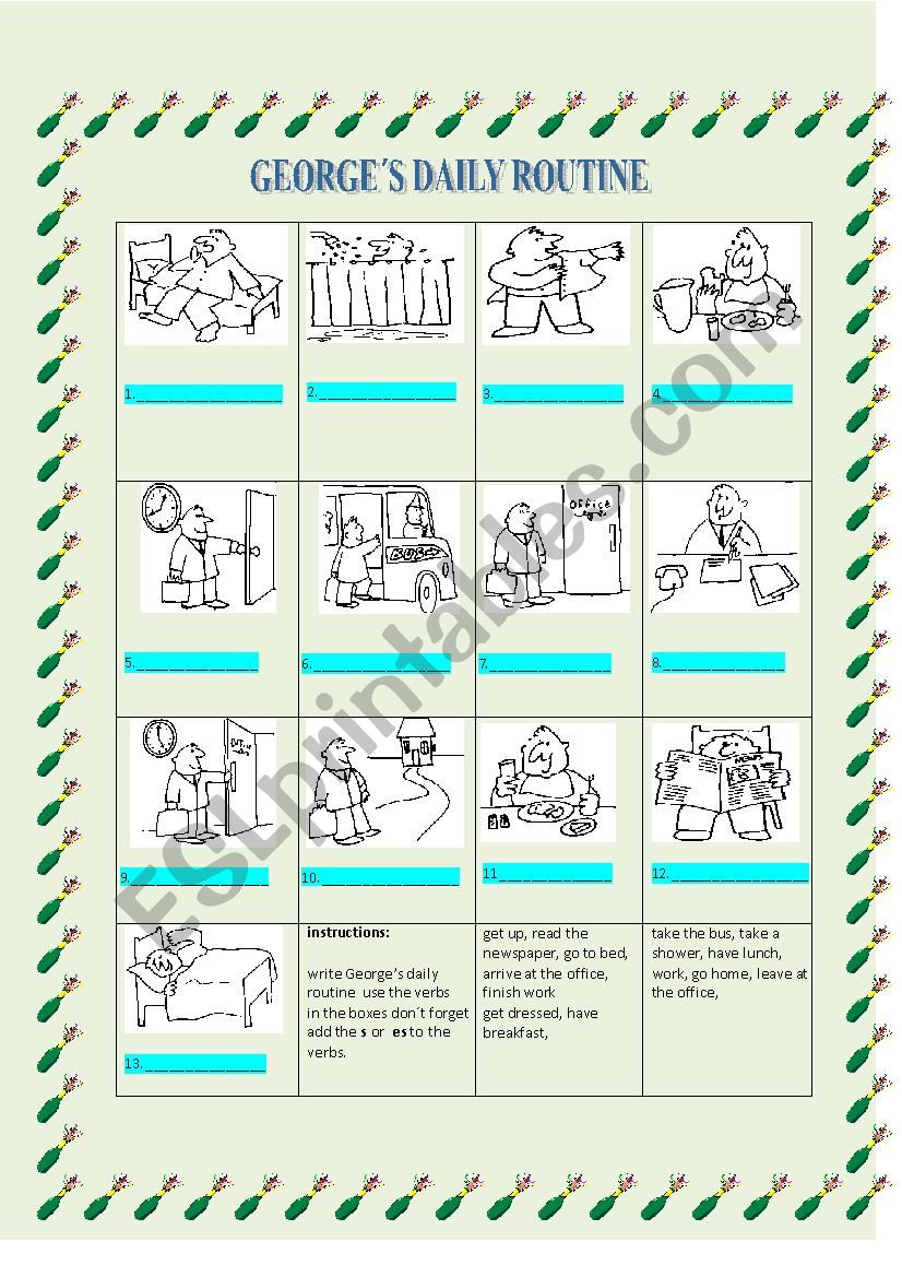 daily routine worksheet