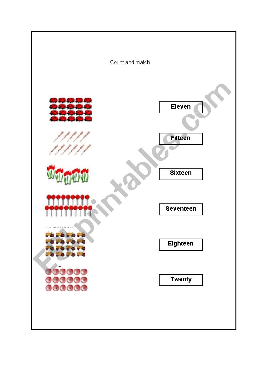 Numbers 1-20 worksheet