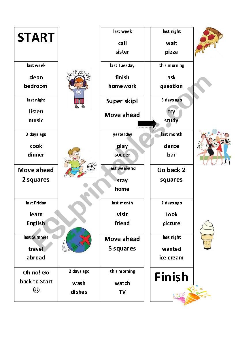 Present to Past Tense Board Game