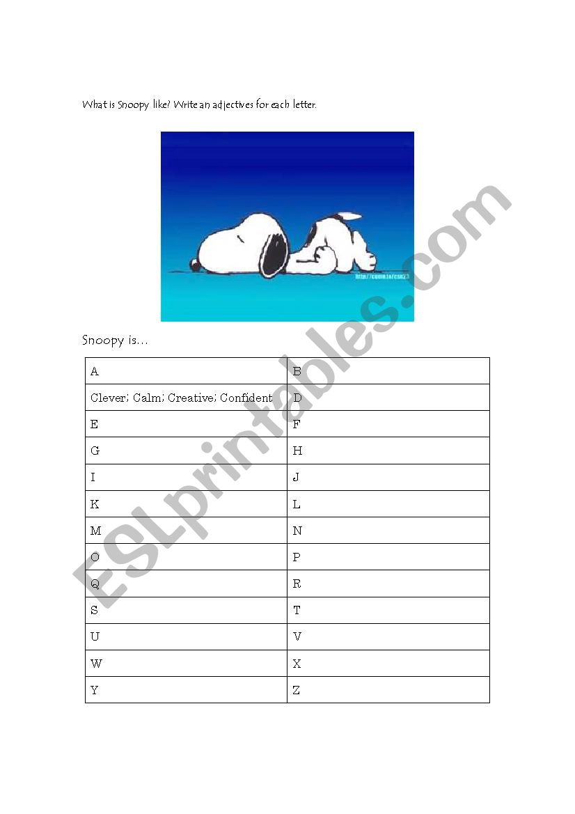 What is Snoopy like? (Adjectives)