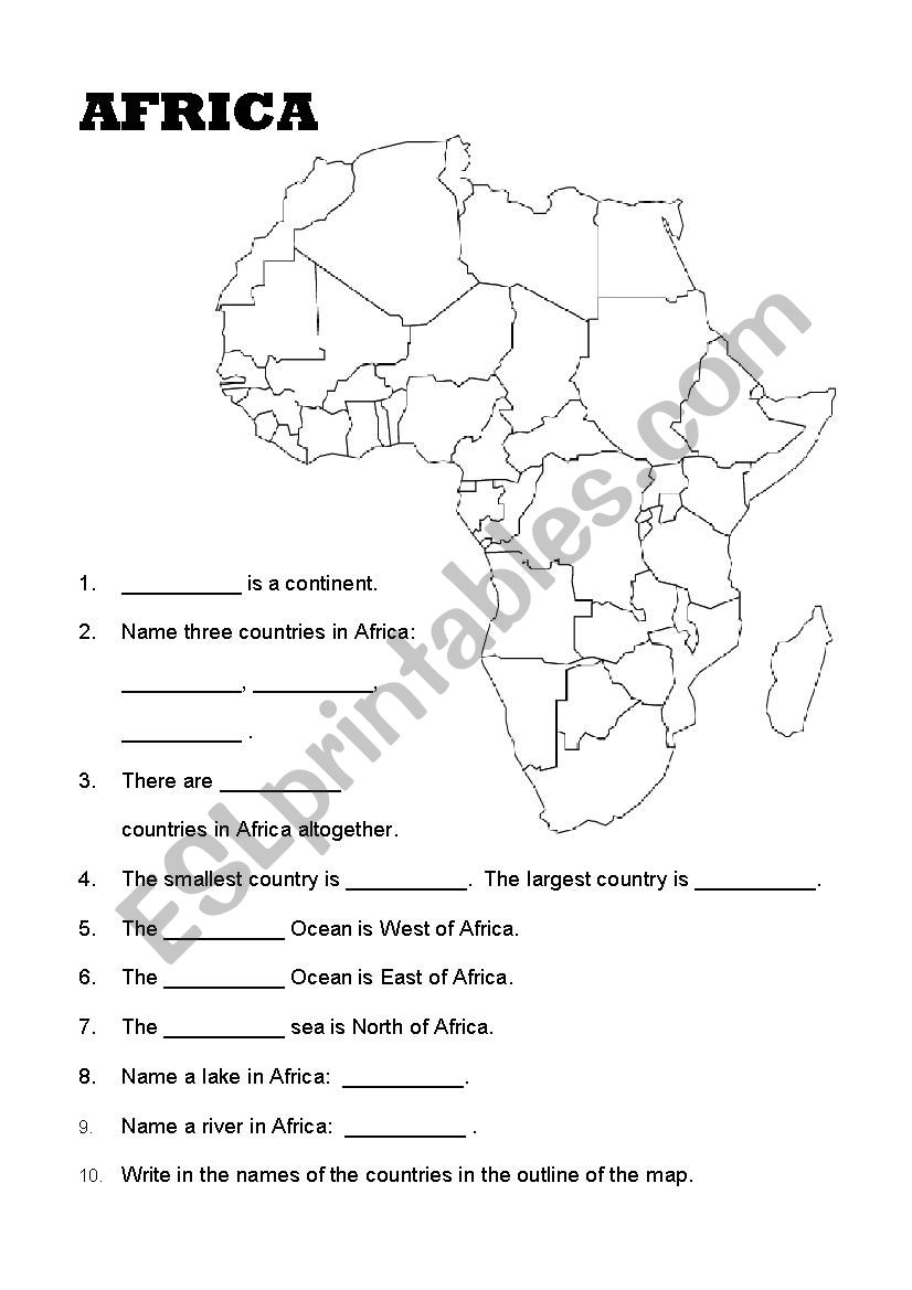 My Africa good for Morocco worksheet