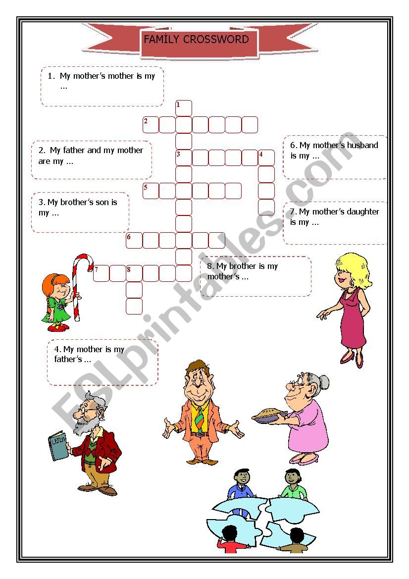 family crossword worksheet