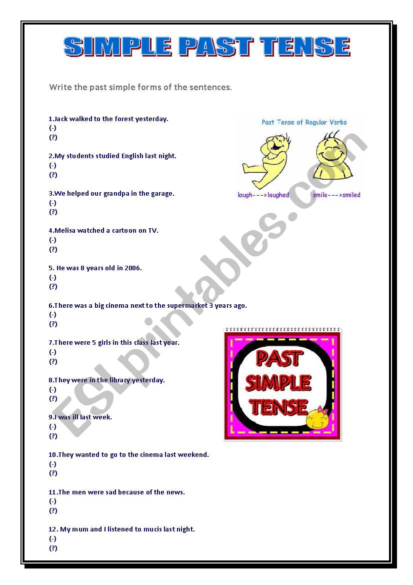 simple past tense worksheet