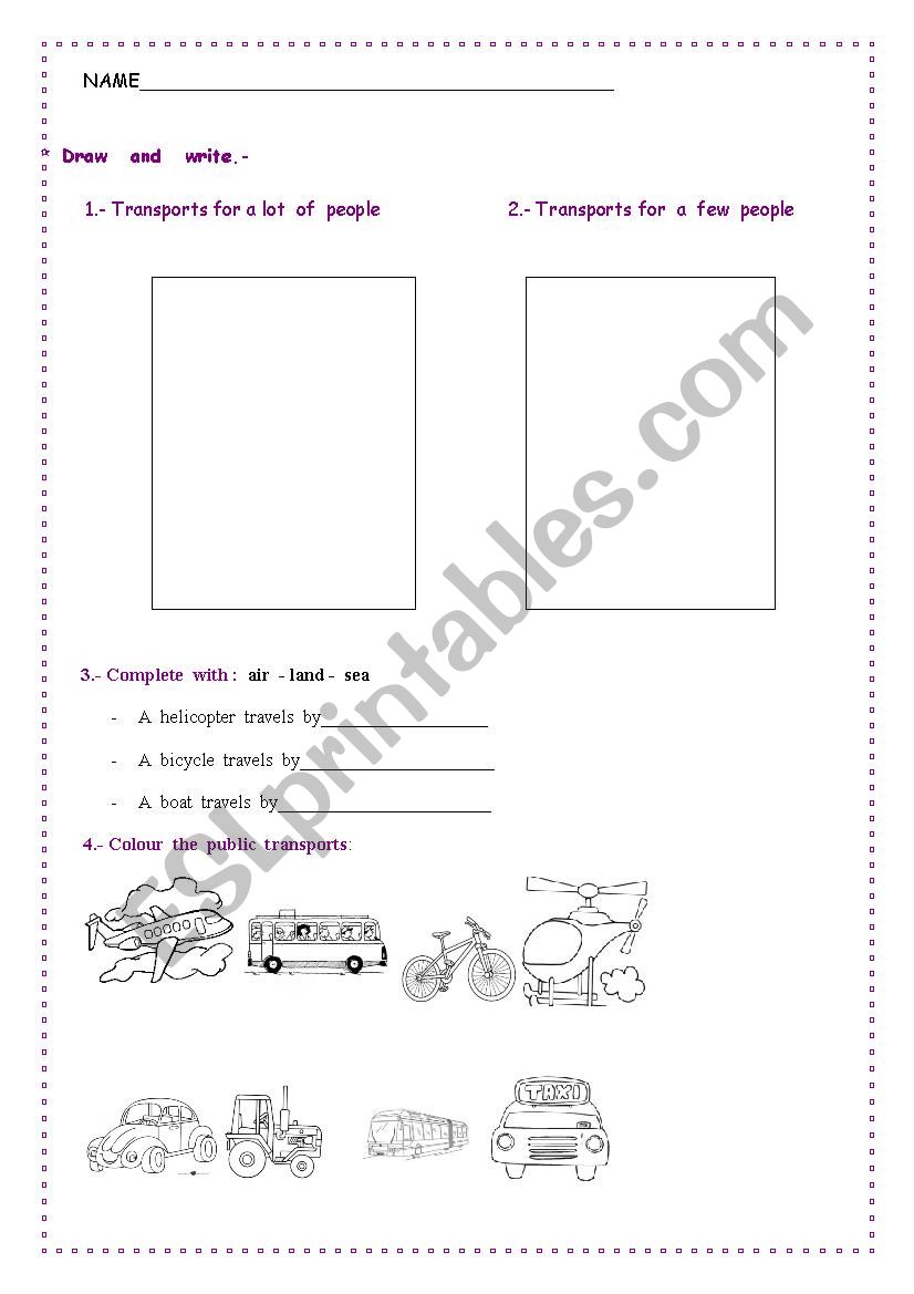 MEANS OF TRANSPORT 1 worksheet