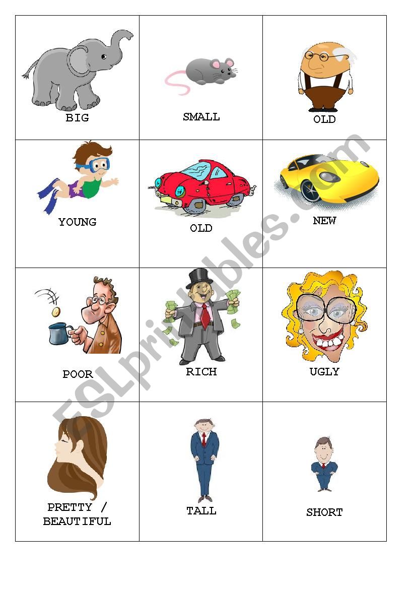 Opposite Adjectives - Memory game (part2/2)