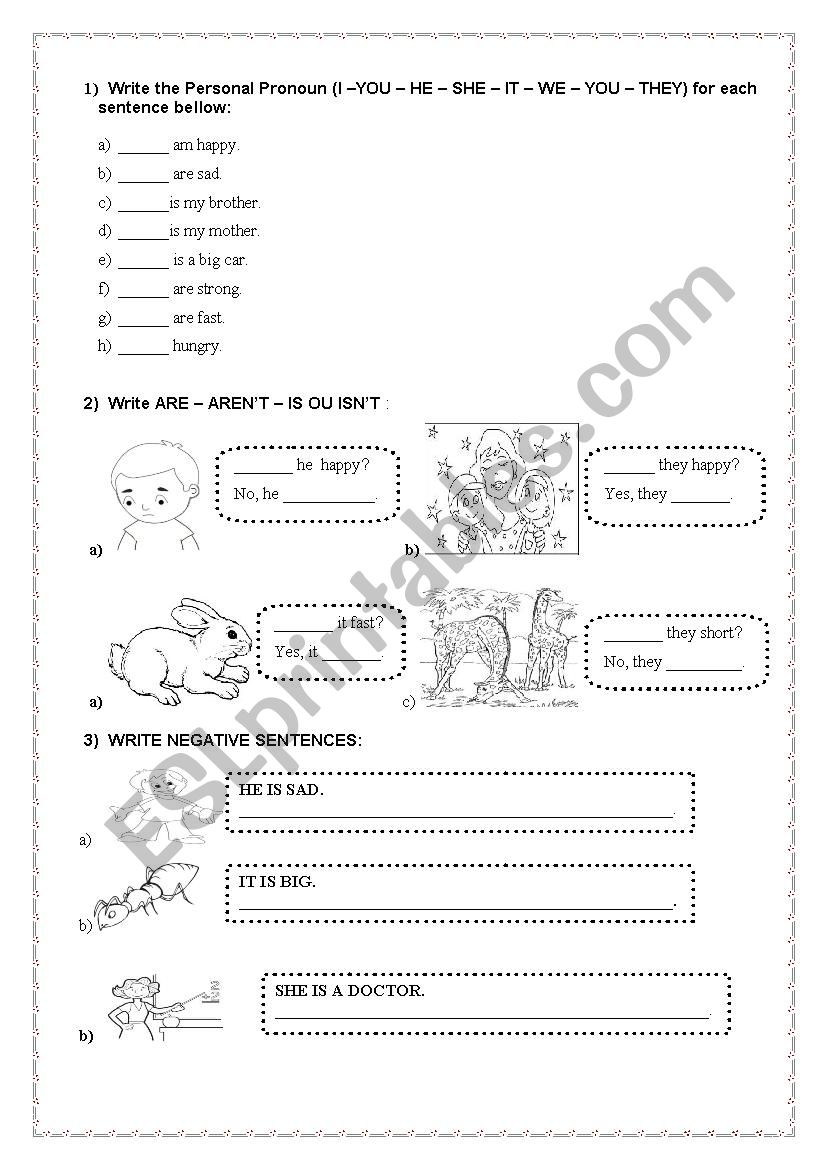 VERB TO BE worksheet