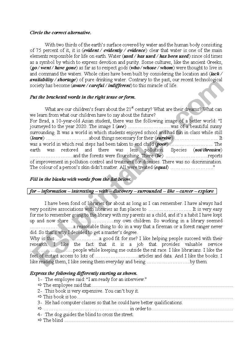 third full term test for 2nd form Part 4