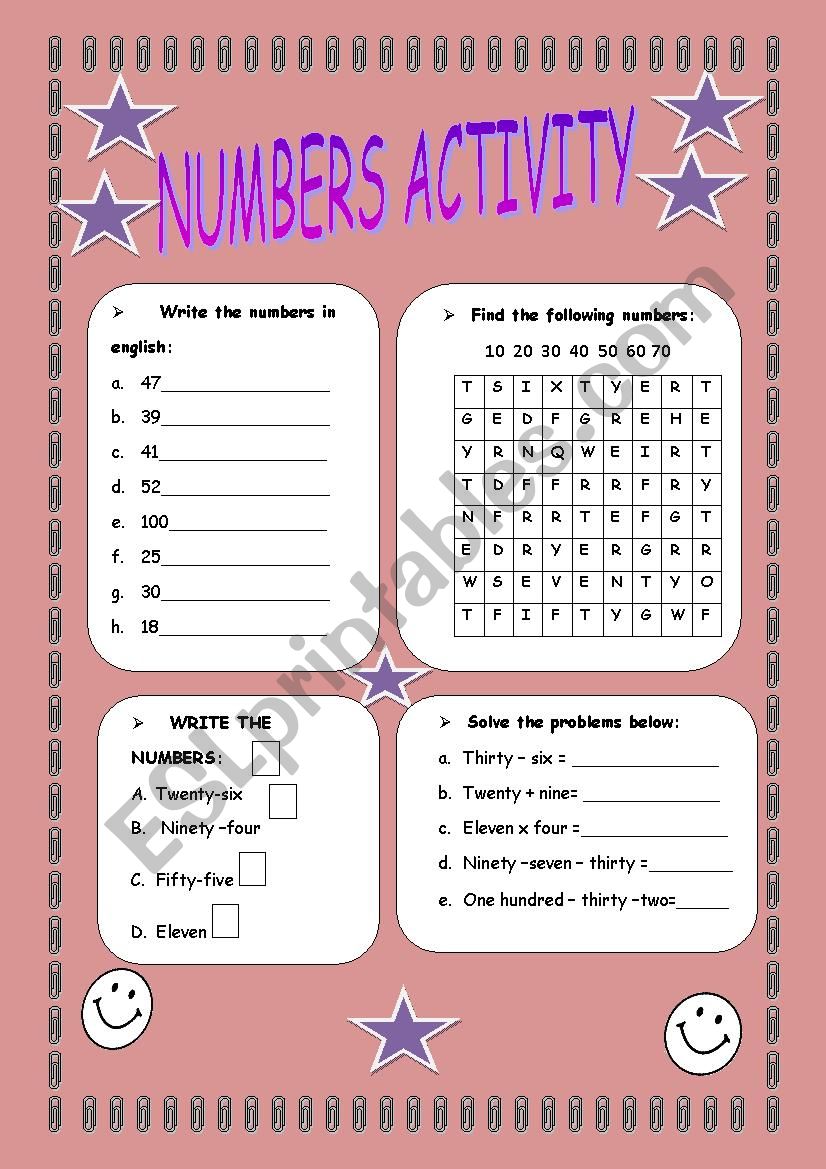 Numbers Activity - Very good exercise