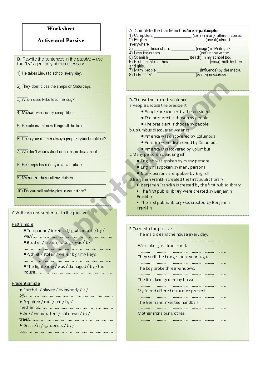 Active and Passive Voice worksheet