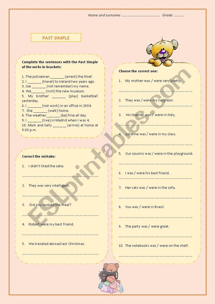 Past Simple revision worksheet