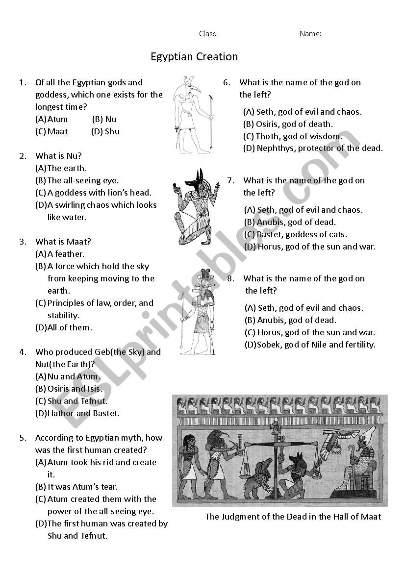 Egyptian Creation worksheet
