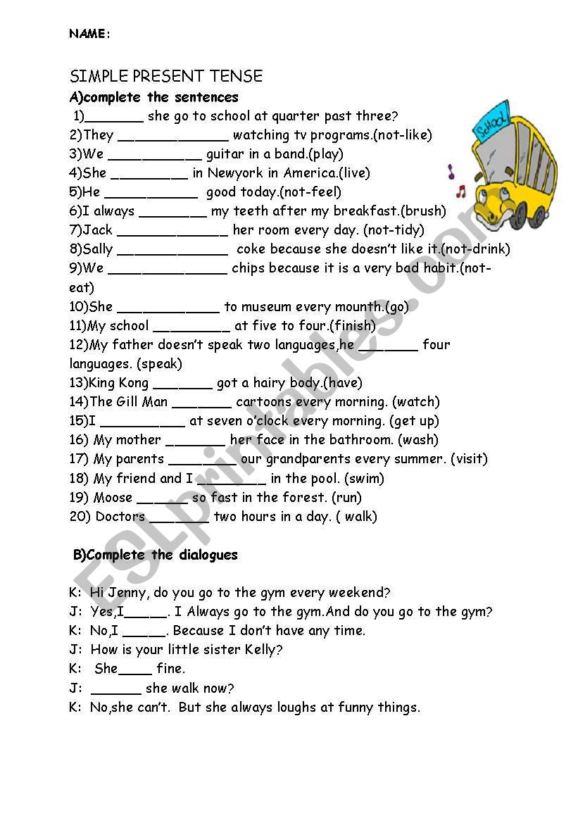 simple present worksheet