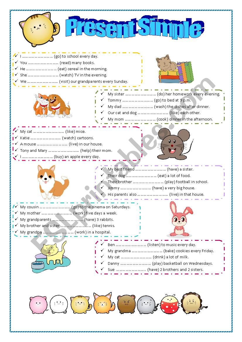 Present Simple Statements worksheet