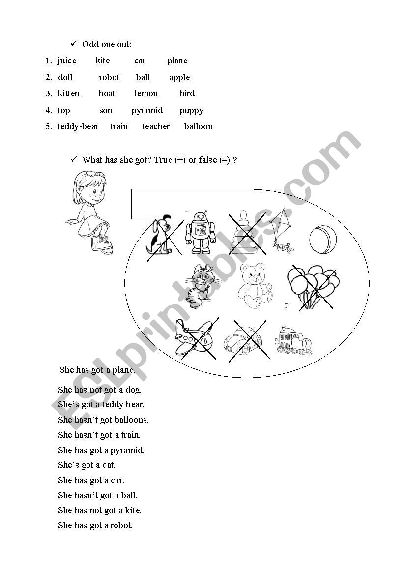 Toys worksheet