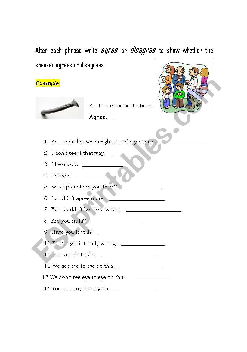 Agree or disagree worksheet