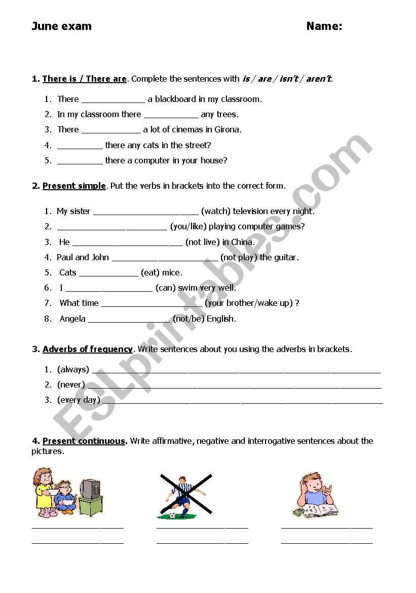 Final exam worksheet