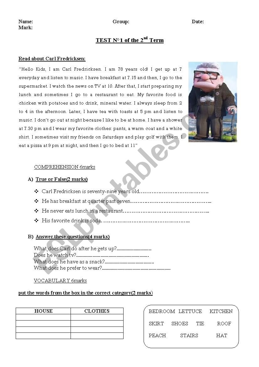 test worksheet