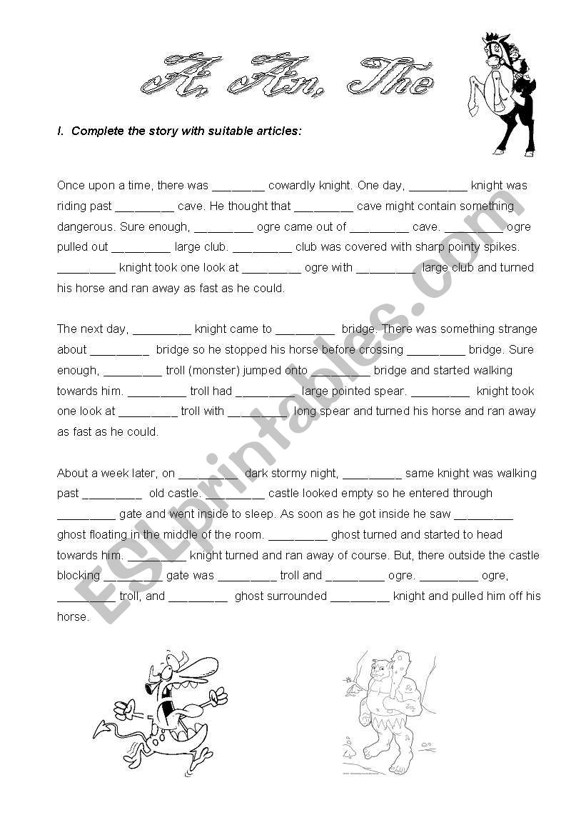 Articles worksheet