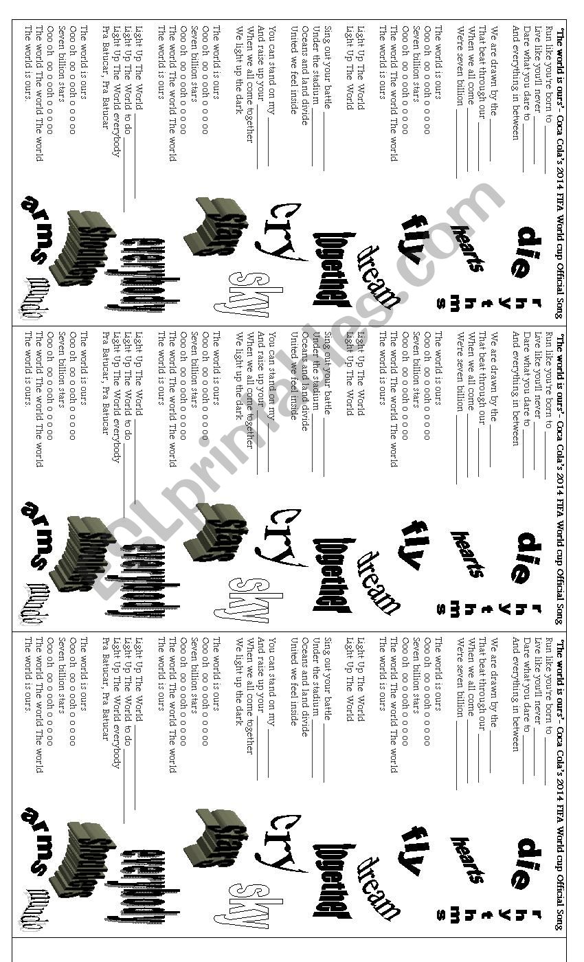 Â´The world is oursÂ´ Coca ColaÂ´s 2014 FIFA World Cup Official Song