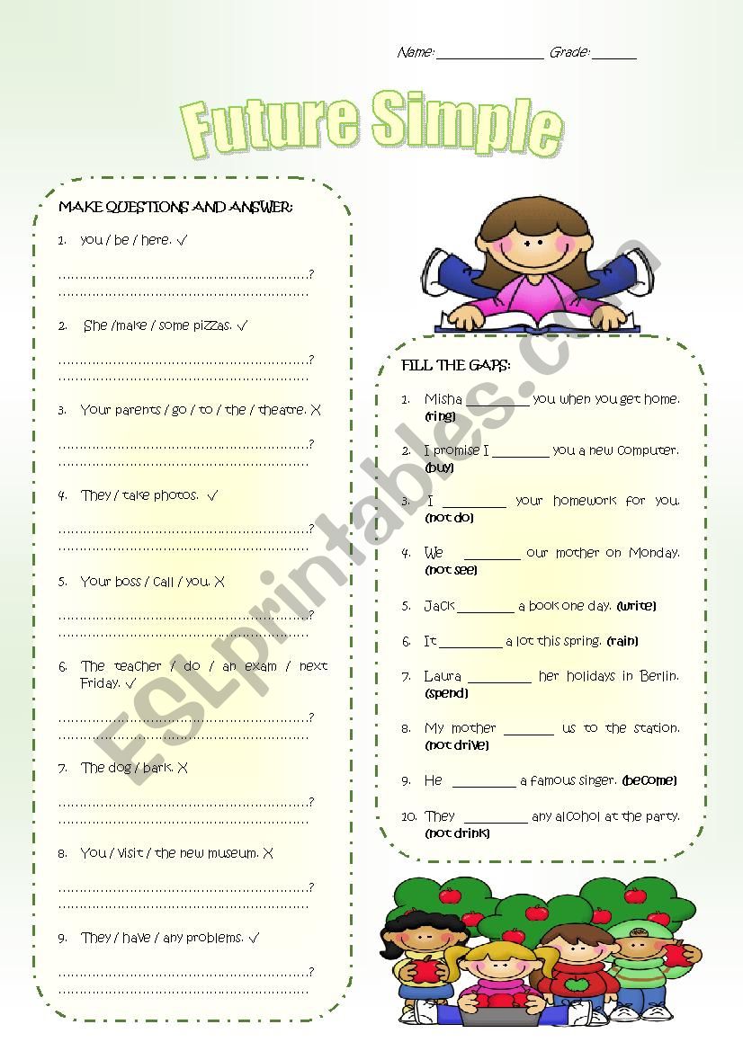 Future simple  worksheet