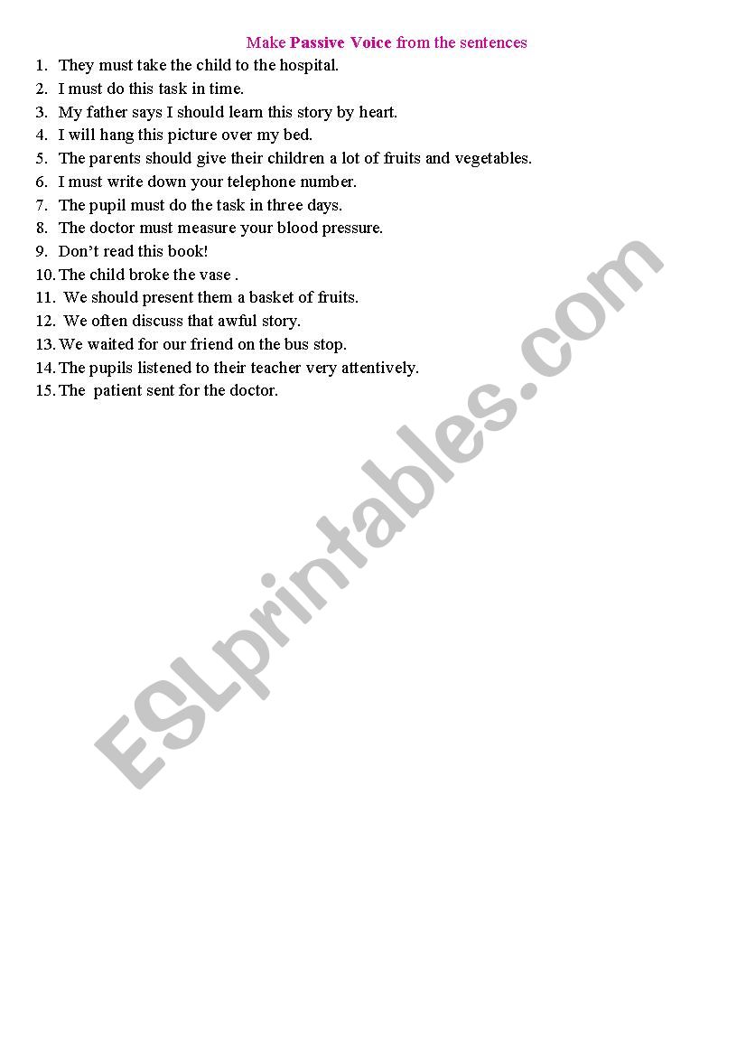 Passive Voice worksheet