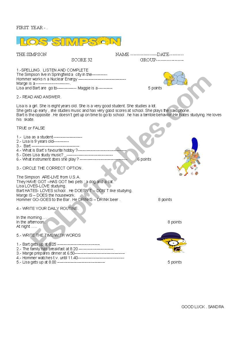 the simpson worksheet