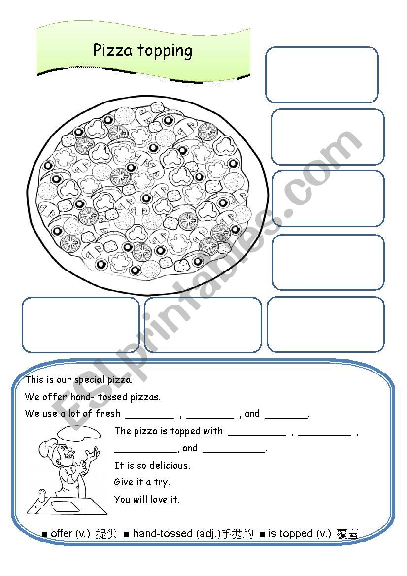 pizza topping worksheet
