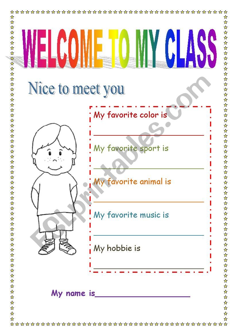 Welcome activity worksheet