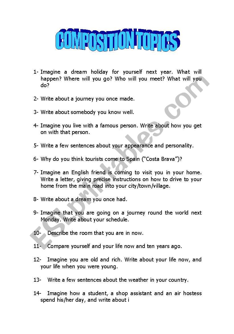 Composition topics worksheet