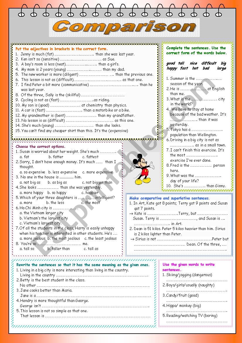 Comparison of Adjectives worksheet