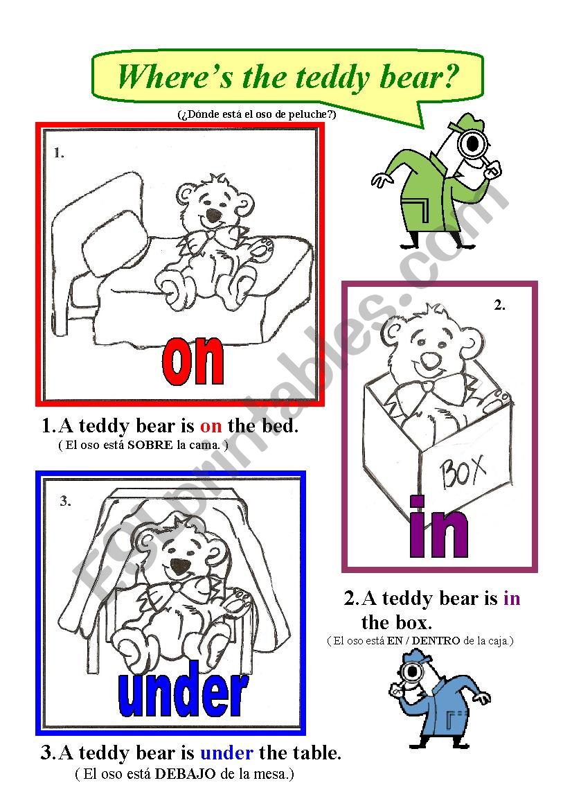 wheres the teddy bear? worksheet