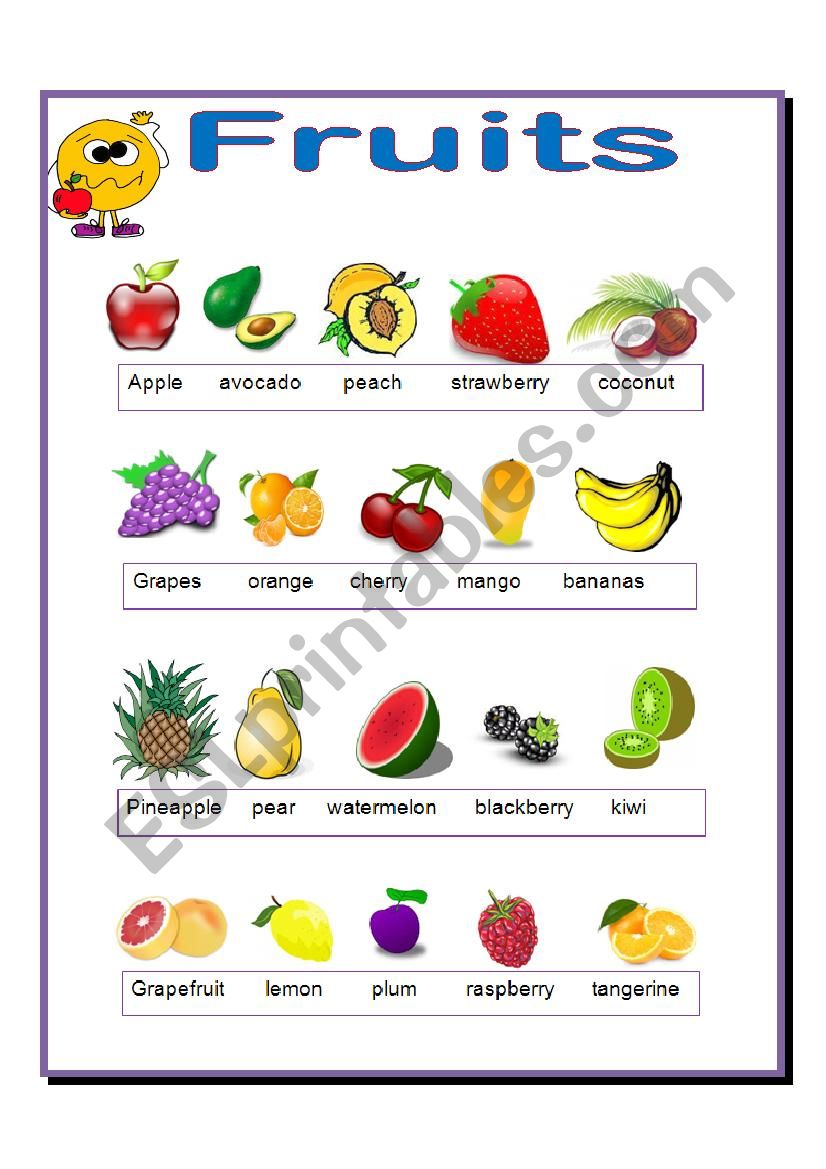 FRUITS worksheet