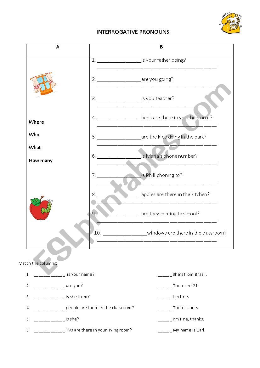 Interrogative Pronouns worksheet