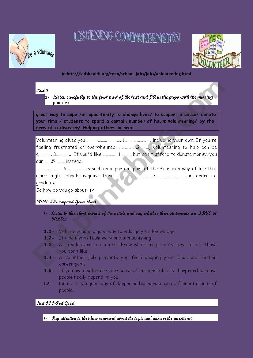 voluntry work worksheet