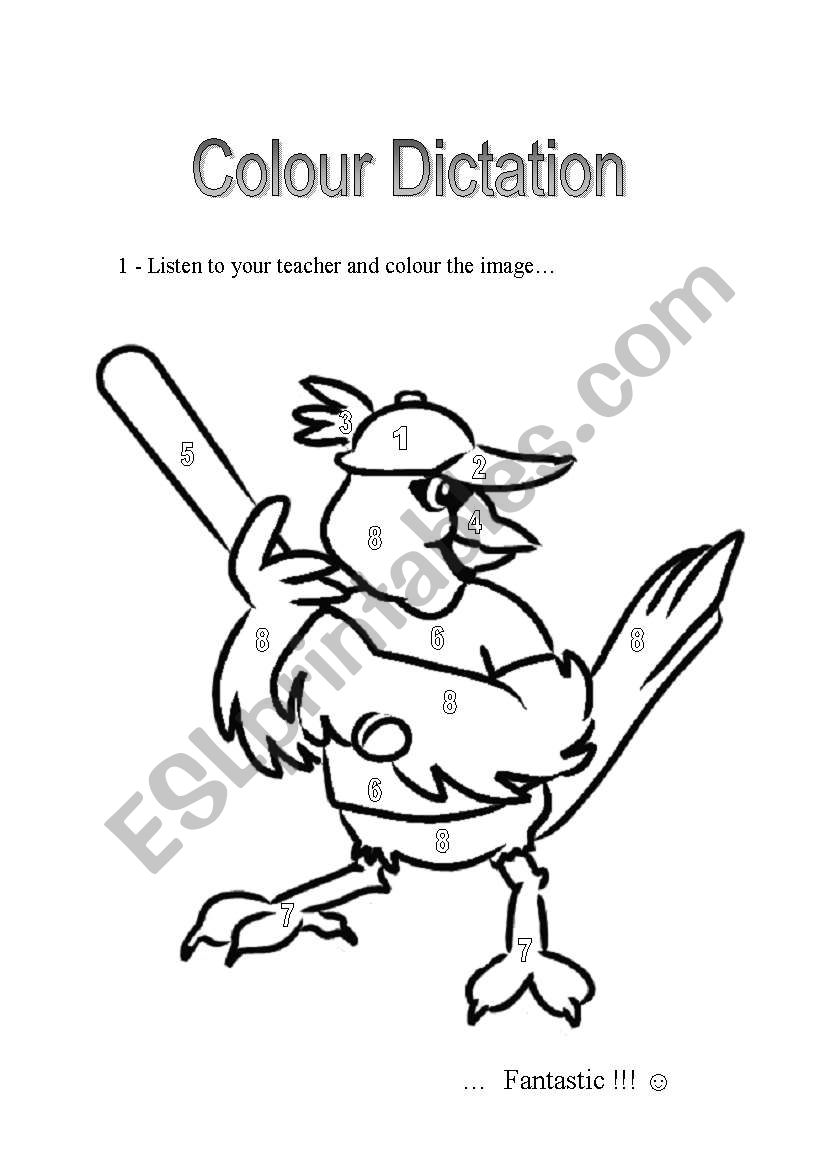 Colour dictation worksheet