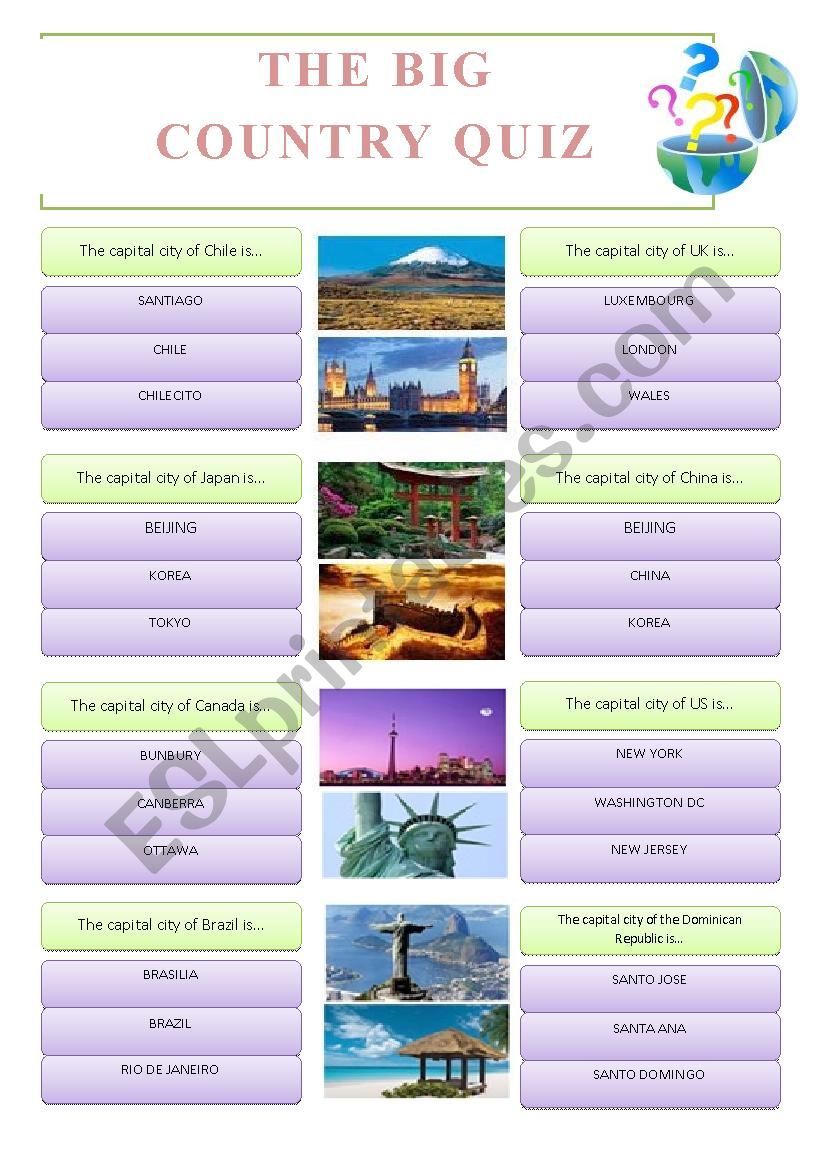 COUNTRIES- QUIZ worksheet